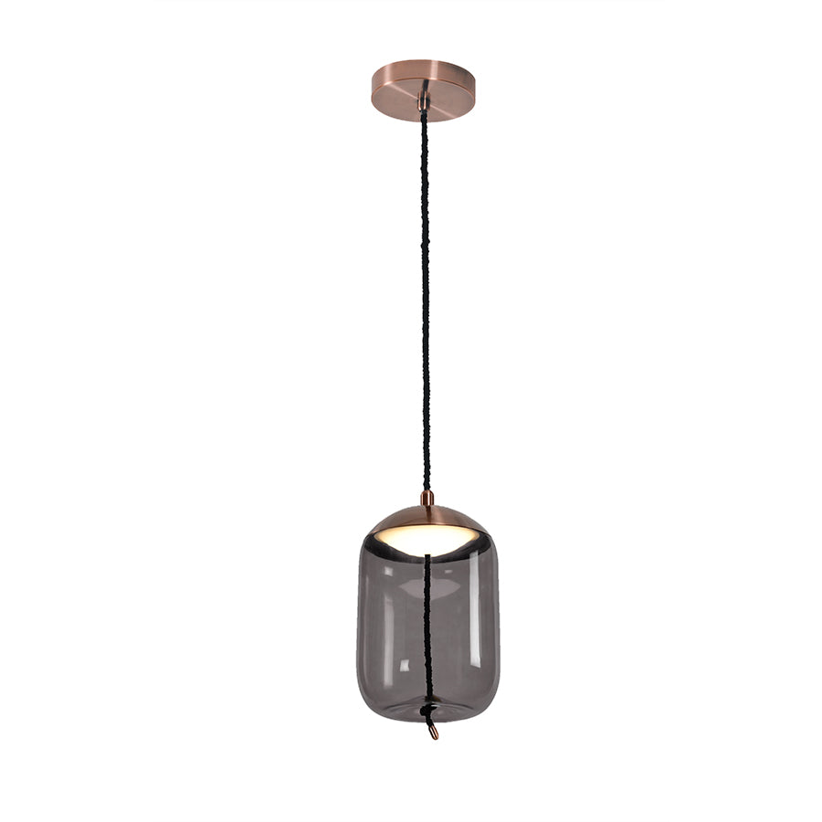 וטרו VETRO תליה זכוכית מראה אפור גליל קוטר 25 LED 18W קופר